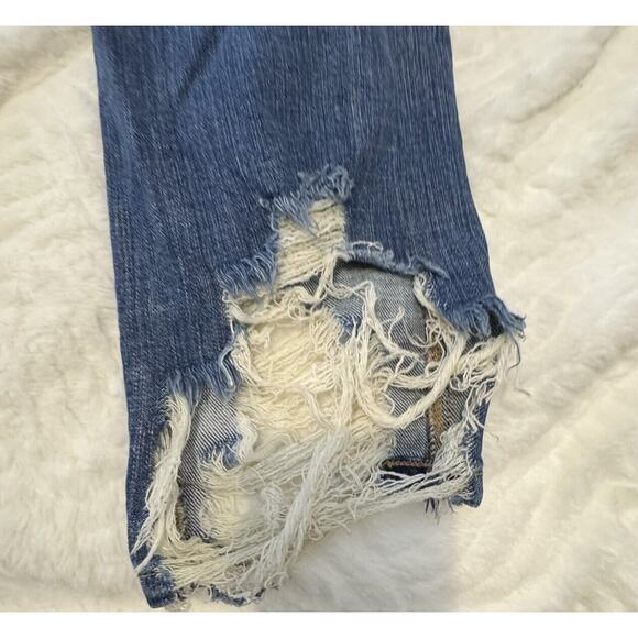 HARPER Overalls Womens MEDIUM Denim Bibs Stretch Distressed Medium Wash - Picture 12 of 16